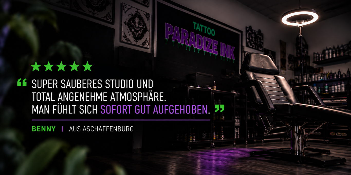 Erfahrung mit Paradize INK Kundenmeinung zum Tattoostudio Paradize INK in Mömlingen